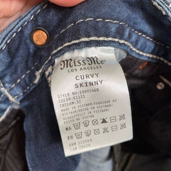 Miss Me Rhinestone Western Curvy Skinny Jeans, Size 12/30 - Picture 8 of 9